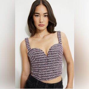 Dynamite Pink and Black Patterned Crop Top